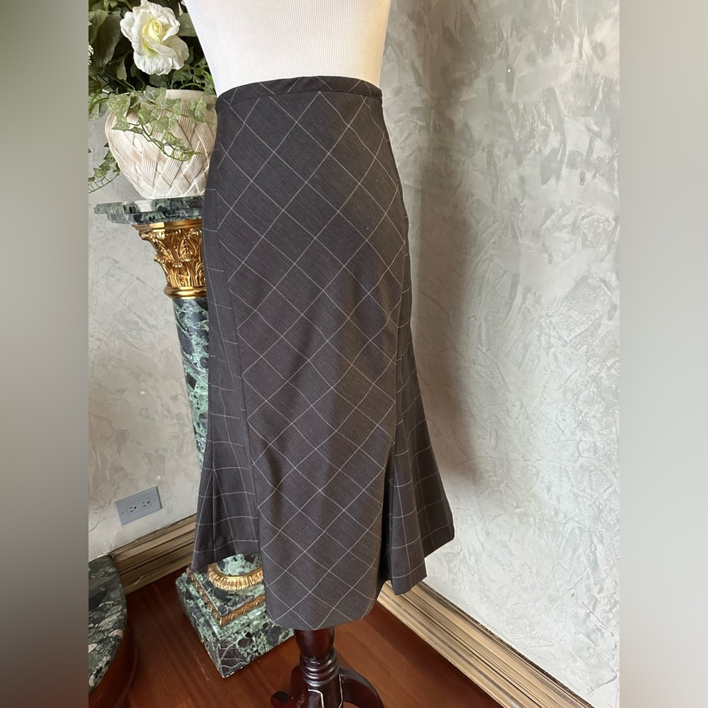 Elegant Plaid A-Line Skirt in Dark Brown